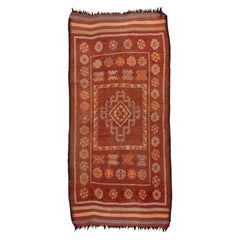 Vintage Rust Red Allover Moroccan Motif Rug