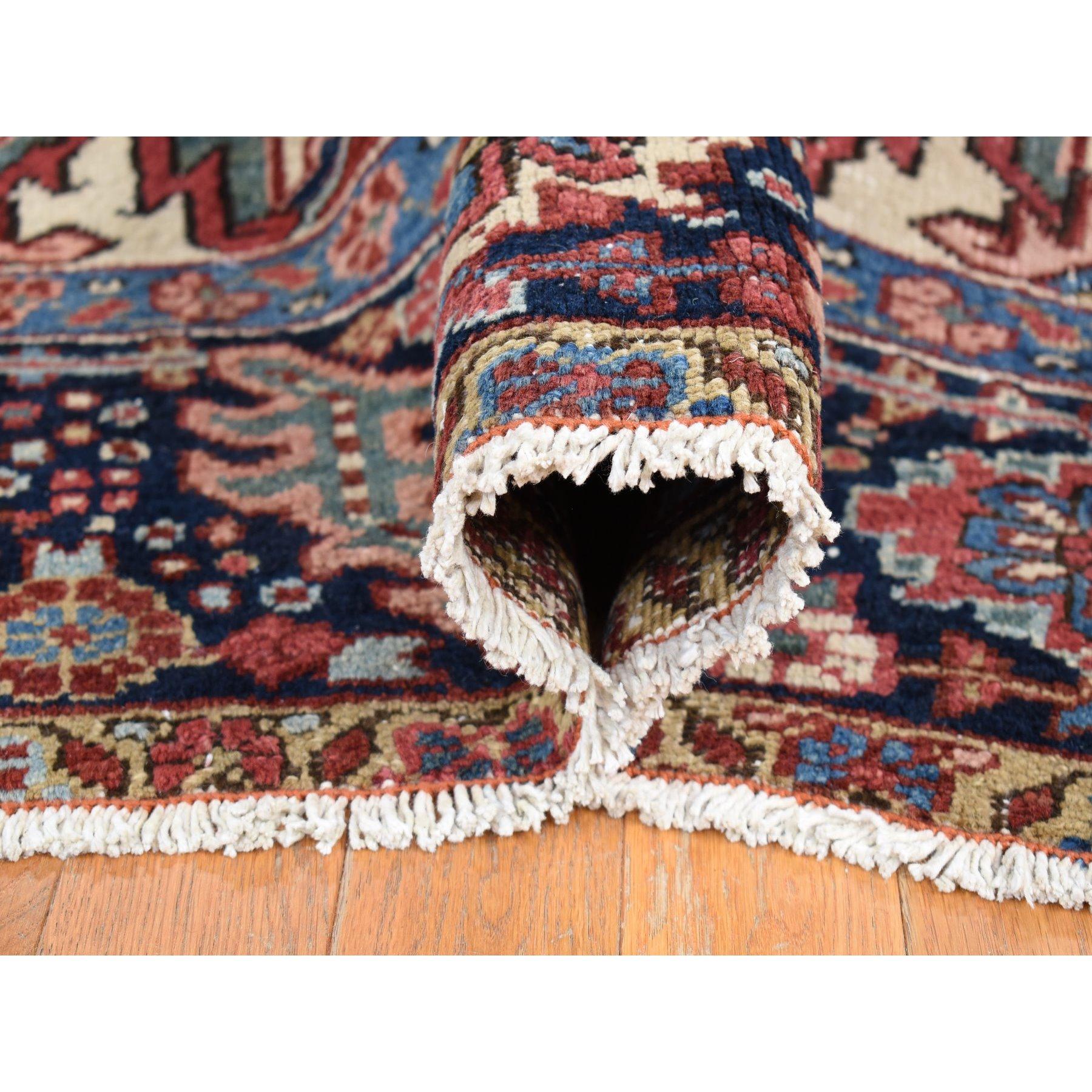 Early 20th Century Rust Red Antique Persian Heriz Pure Wool Hand Knotted Even Wear Clean Rug