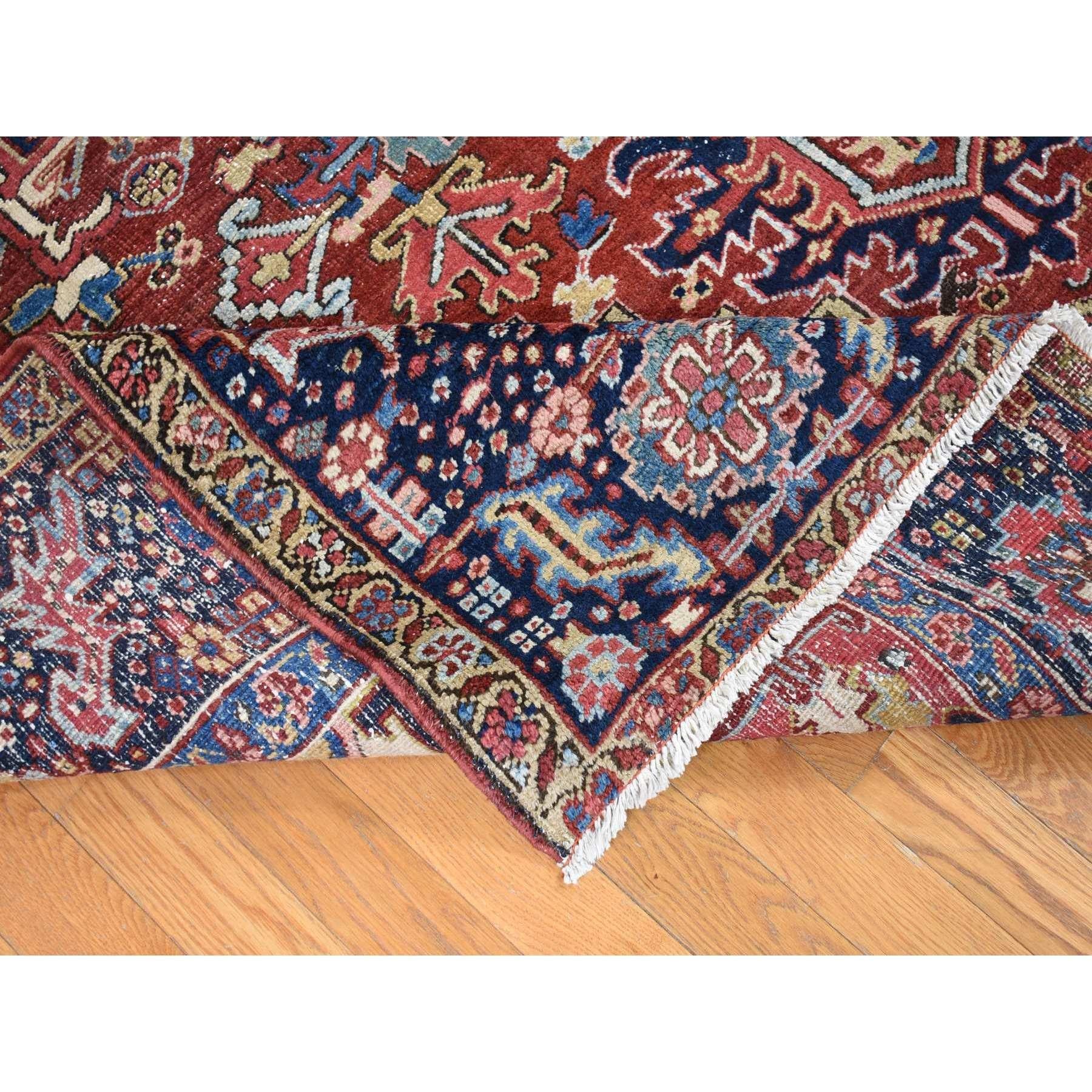 Rust Red Antique Persian Heriz Pure Wool Hand Knotted Even Wear Clean Rug 1