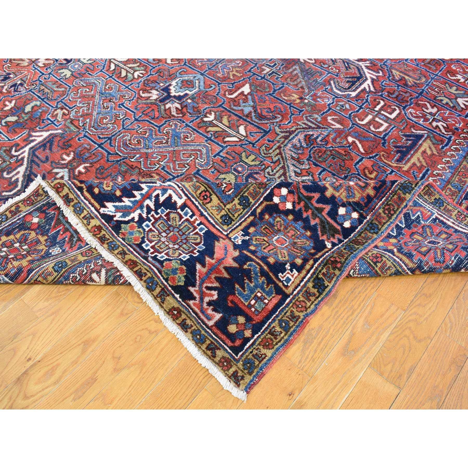 Mid-20th Century Rust Red Antique Persian Heriz Slight Wear, Clean Hand Knotted Pure Wool Rug