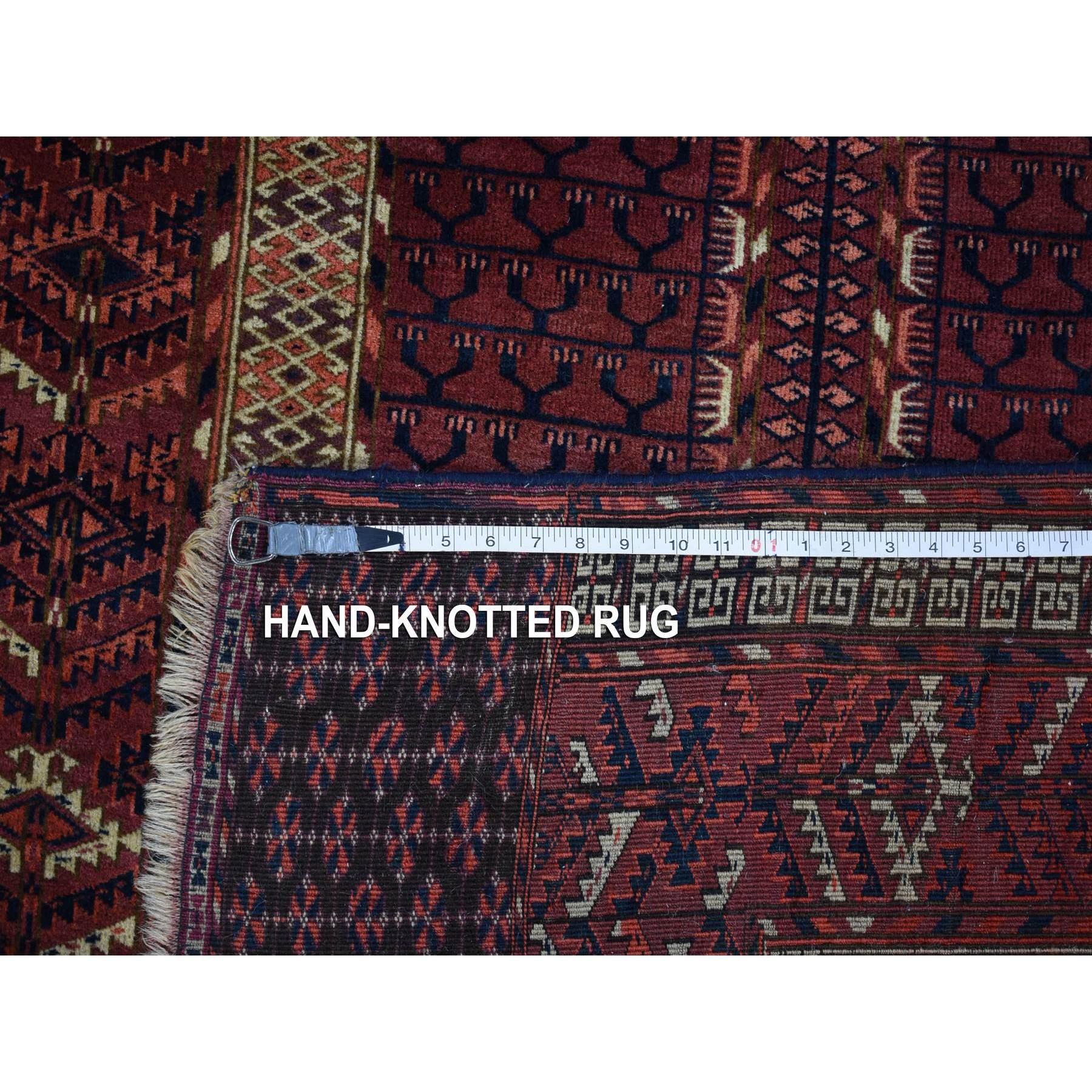 Hand-Knotted Rust Red Antique Turkoman Tekke Hutchlu Design 300 KPSI Soft Wool Rug For Sale