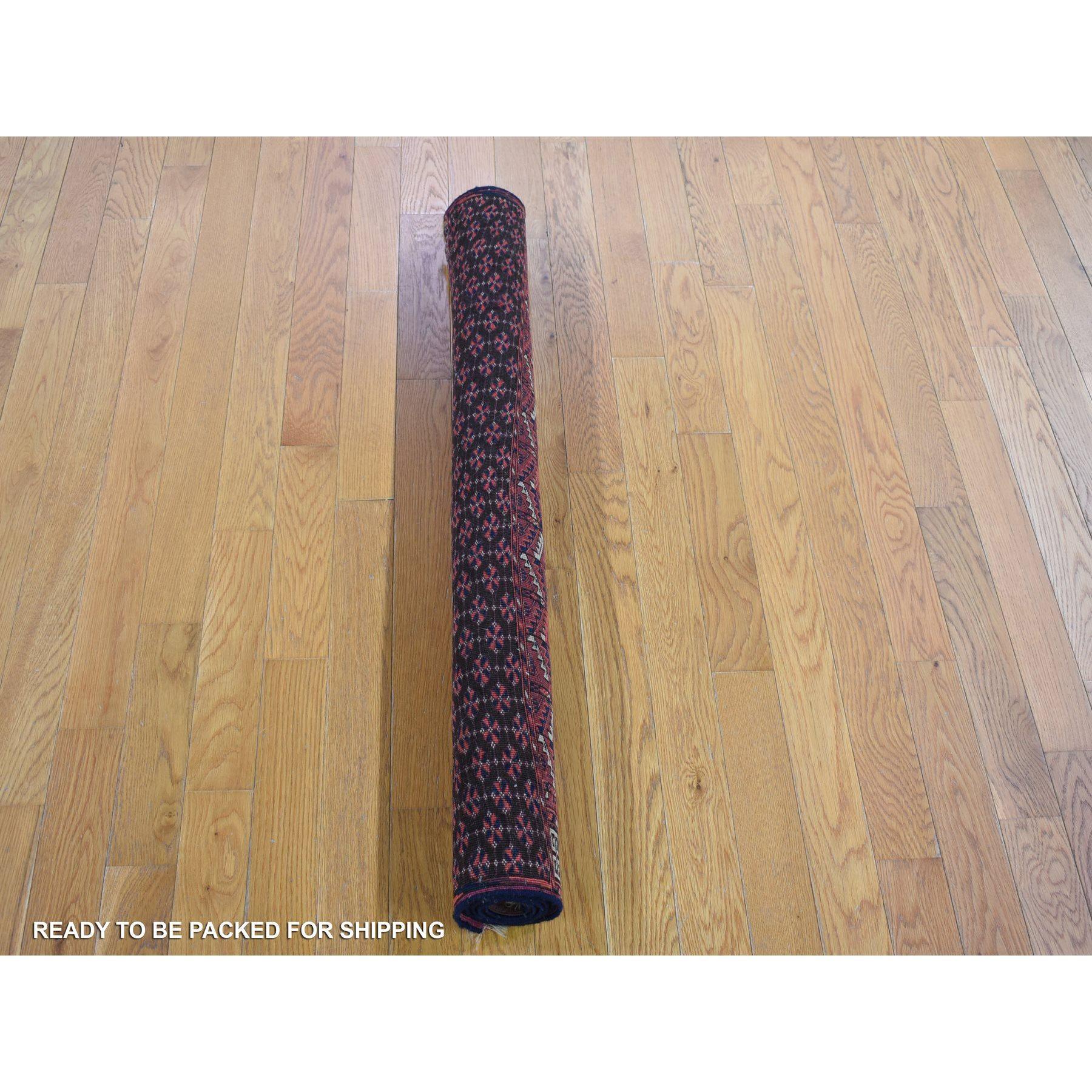 Rust Red Antique Turkoman Tekke Hutchlu Design 300 KPSI Soft Wool Rug In Good Condition For Sale In Carlstadt, NJ