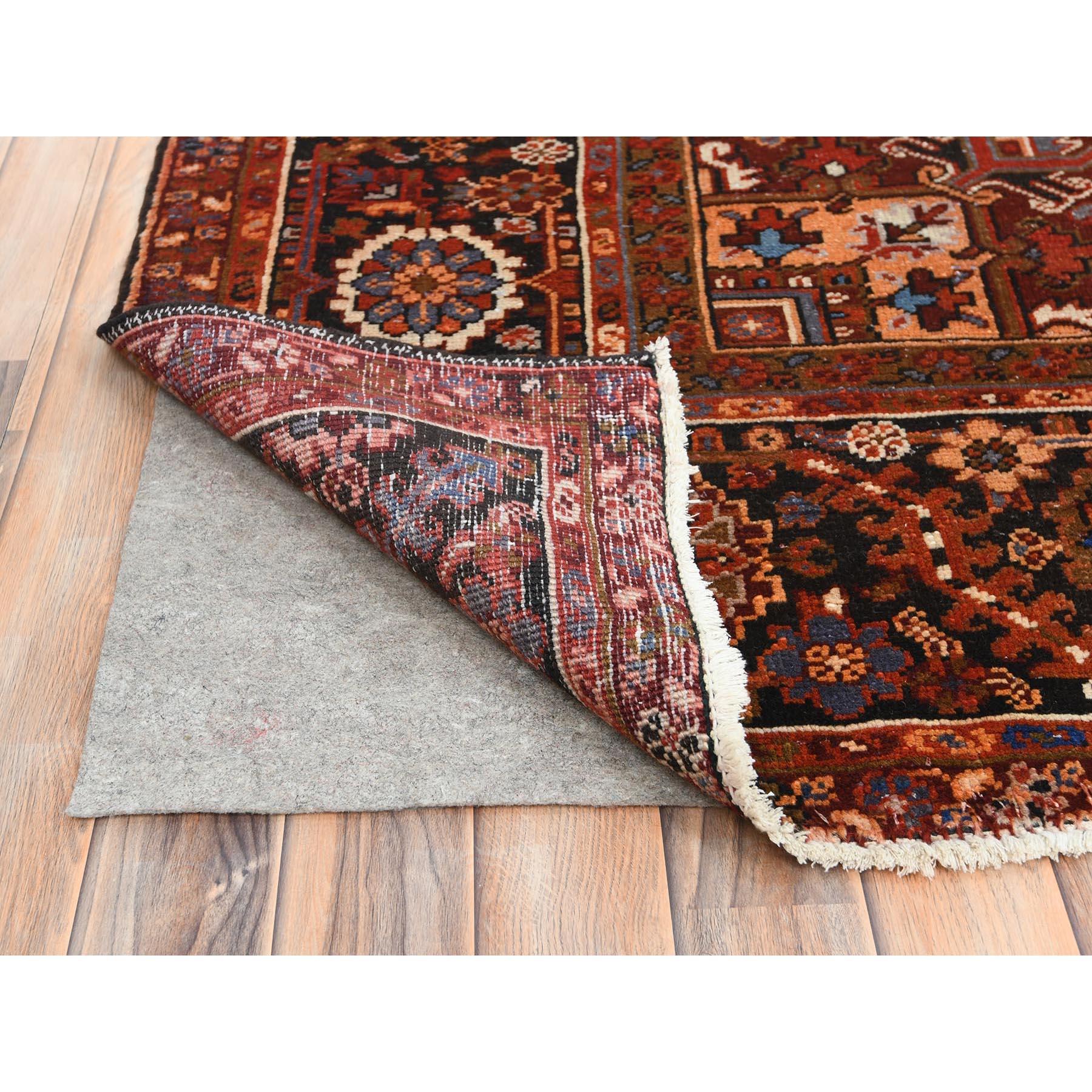 Rust Red Cleaned Worn Wool Semi Antique Persian Heriz Hand Knotted Oriental Rug In Good Condition For Sale In Carlstadt, NJ
