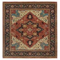 Tapis oriental carré Heriz recréé à la main rouge rouille 9'10" x 10'2"