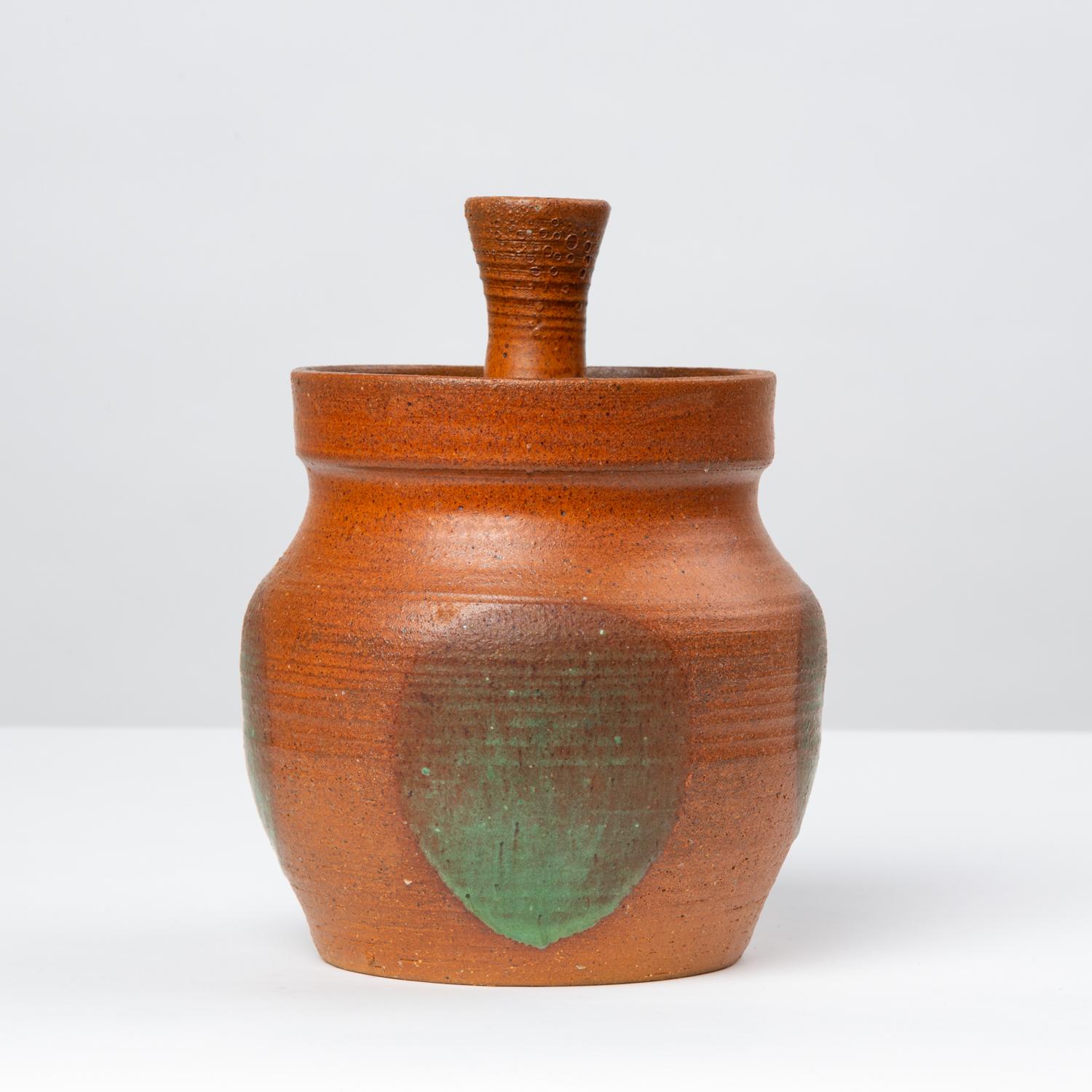 American Rust Red Studio Pottery Jar with Lid