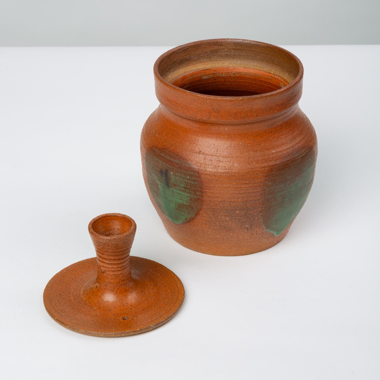 Ceramic Rust Red Studio Pottery Jar with Lid