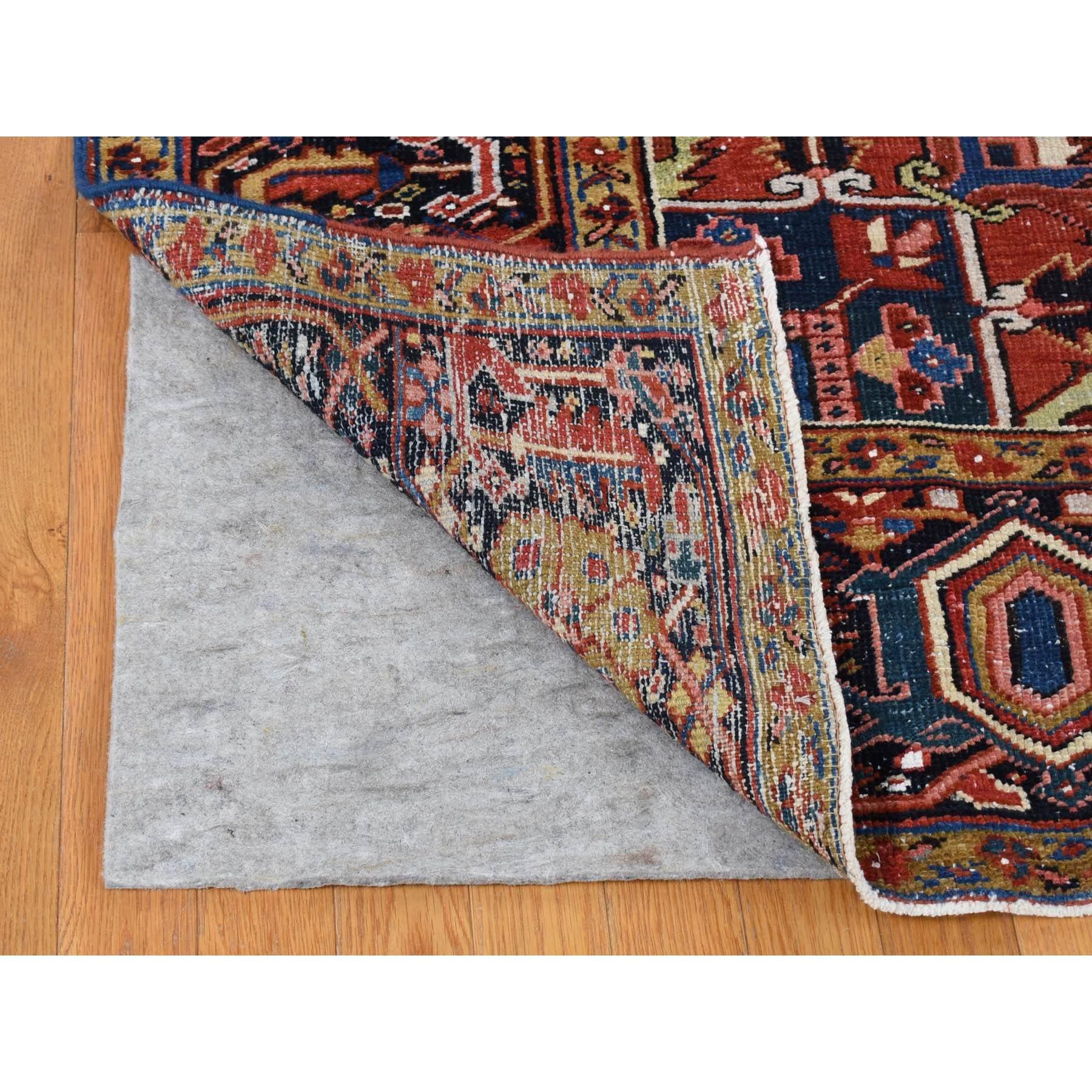 Rust Red Vintage Persian Heriz with Some Wear Clean Soft Wool Hand Knotted Rug In Good Condition In Carlstadt, NJ