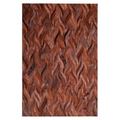 Rust Red Wavy Customizable Cowhide Russet Onda Area Rug Large