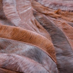 Rust Red Wavy Customizable Cowhide Russet Onda Area Rug Small