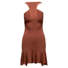 Rust Roberto Cavalli Ribbed Halter Mini Dress Size IT 38