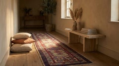 Rust Sarab Wool Hand Knotted Runner 3 ft x 18 ft, Hexagon Medallion Geometry