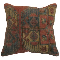 Rust Square Tribal Afghan Rug Pillow