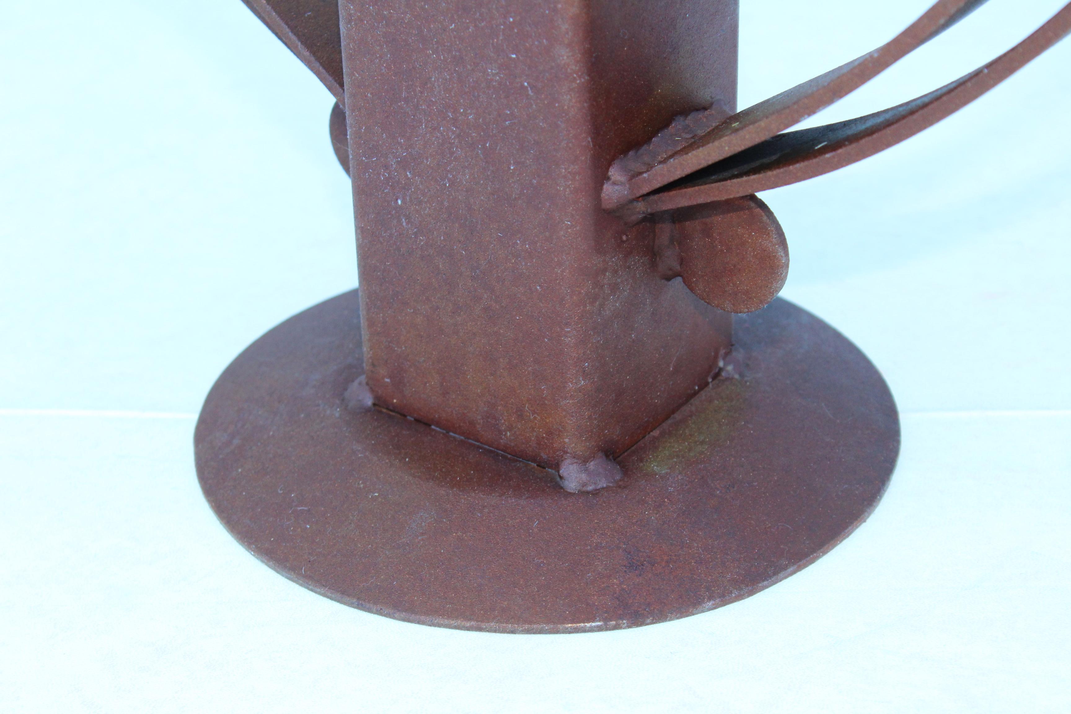 Signed Rusted Steel Mid-Century Modern Sculpture In Good Condition For Sale In New York, NY