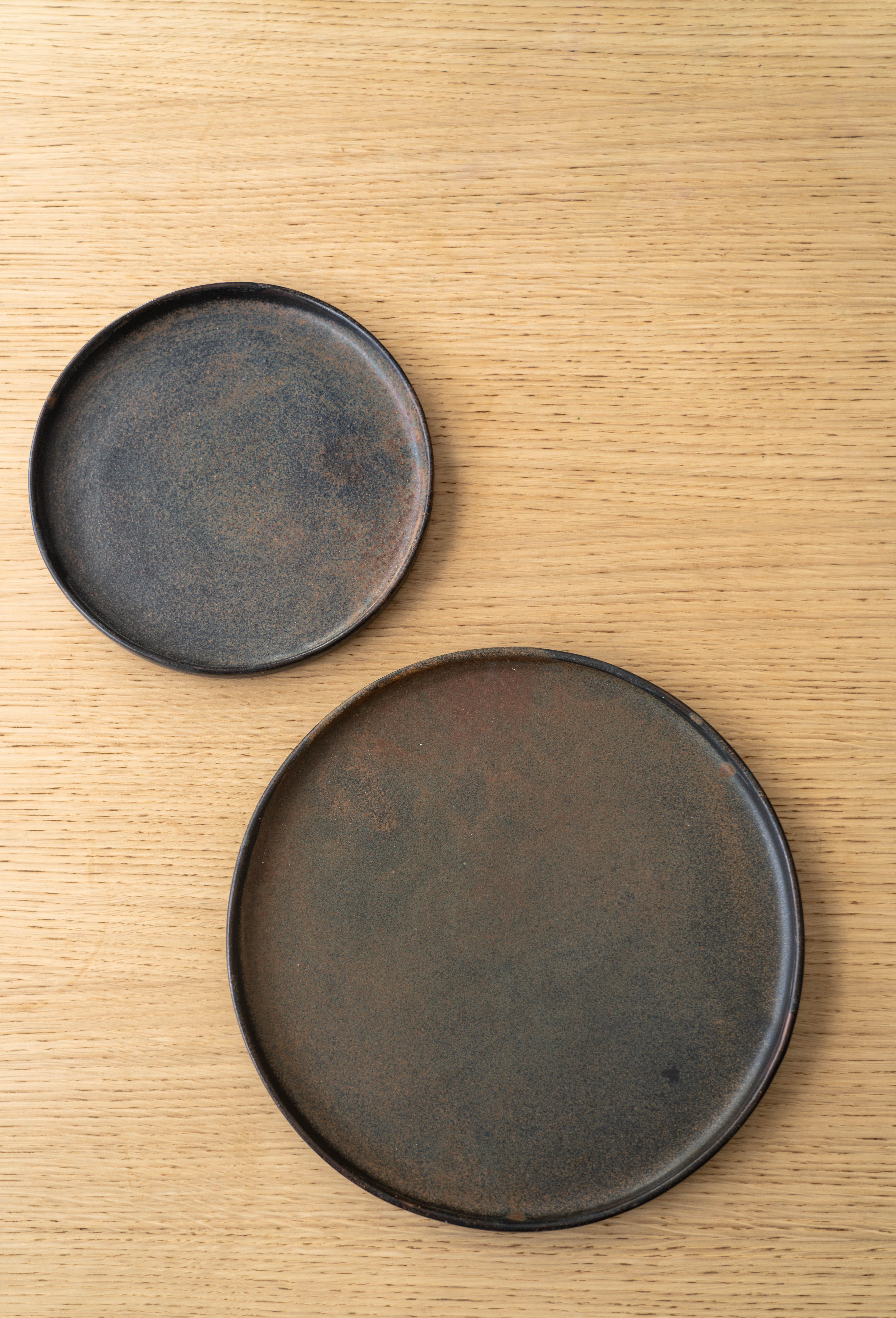 Hand-Crafted Rust Stoneware Dinner Plates For Sale