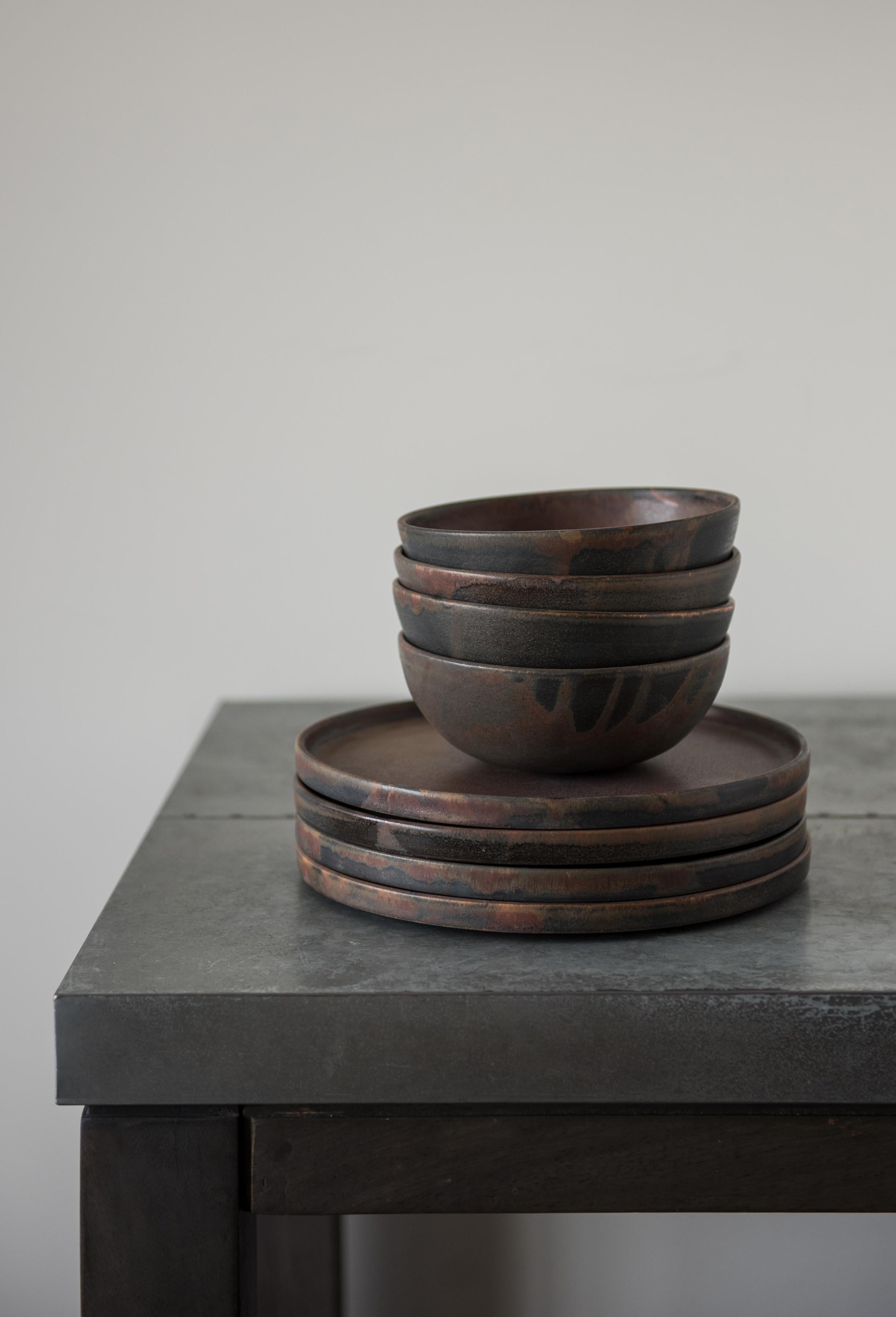 Rust Stoneware Nesting Bowl Set For Sale 1