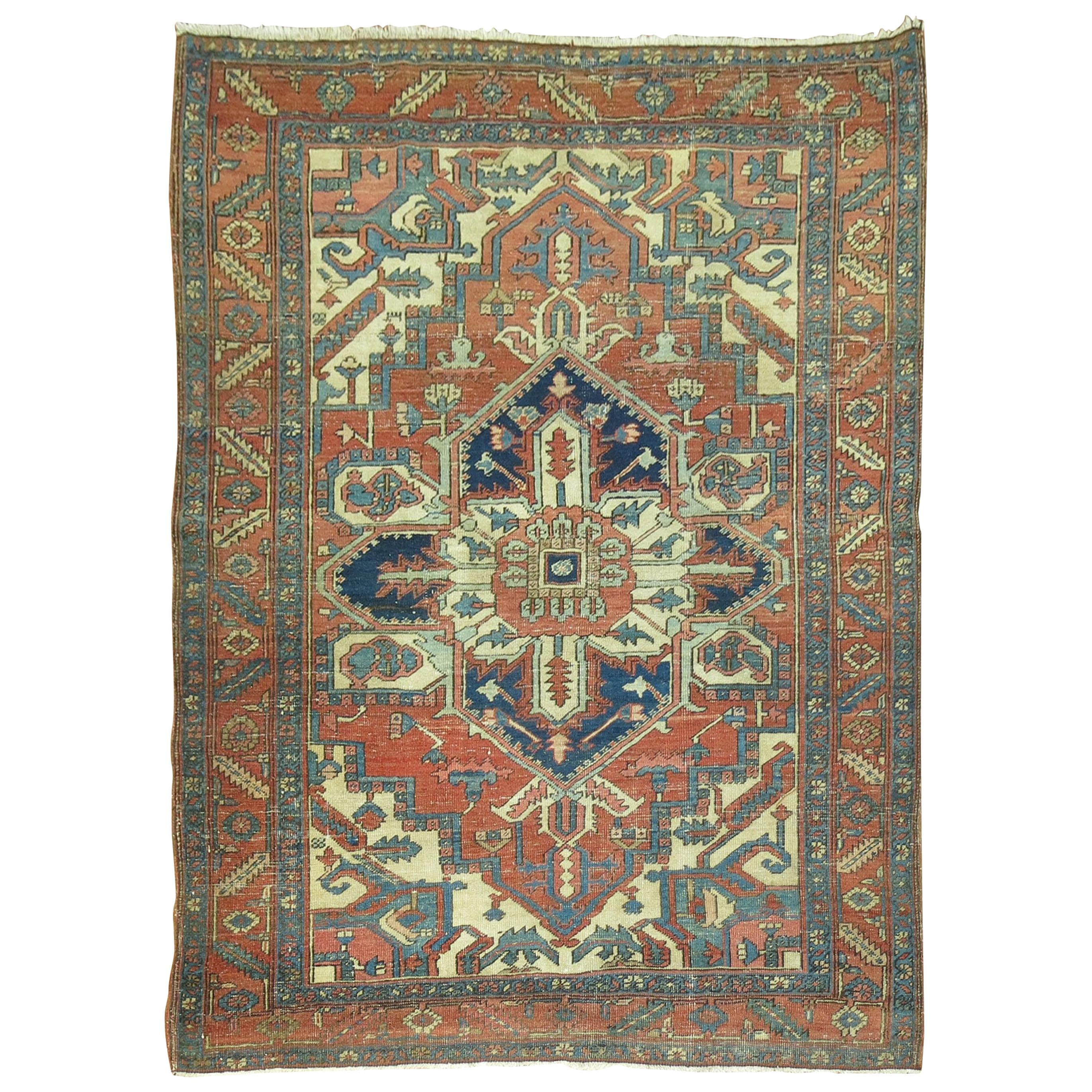 Zabihi Collection Antique Square Heriz Carpet For Sale