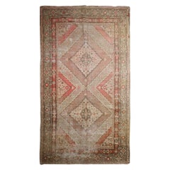 Rust Traditional Antique Handmade Khotan Rug, Pink Wool Central Area Rug Sale