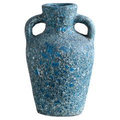 Rust Vase, Handmade Textured Terracotta Jug in Blue