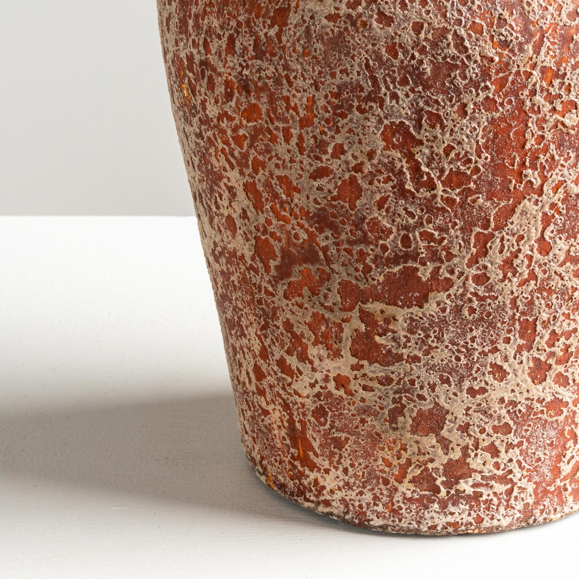 Contemporary Rust Vase, Handmade Textured Terracotta Jug in Red For Sale
