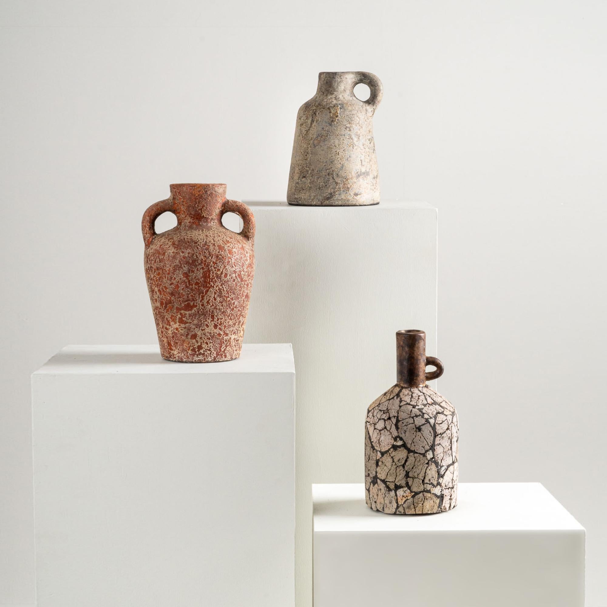 Rust Vase, Handmade Textured Terracotta Jug in Red For Sale 1