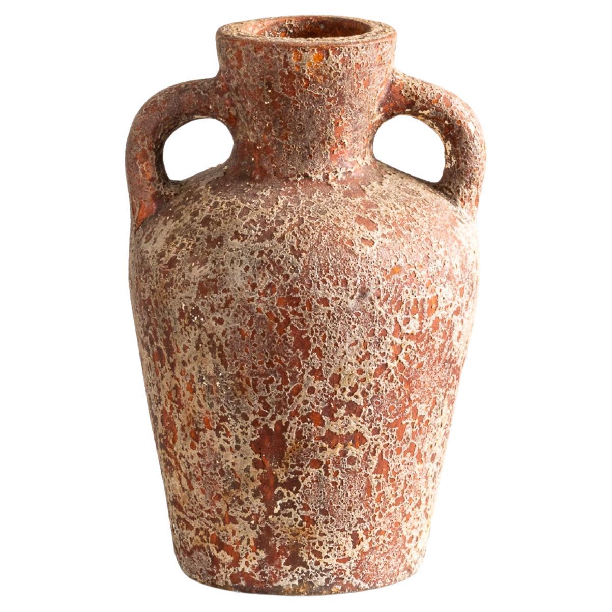 Rust Vase, Handmade Textured Terracotta Jug in Red For Sale