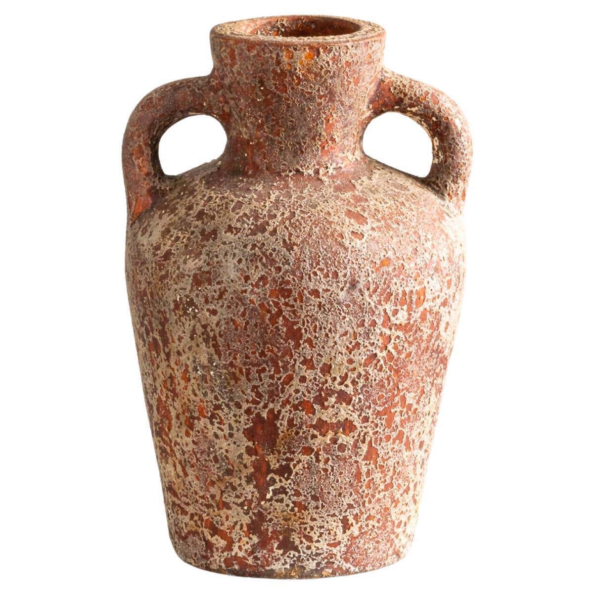Rust Vase, Handmade Textured Terracotta Jug in Red For Sale at 1stDibs