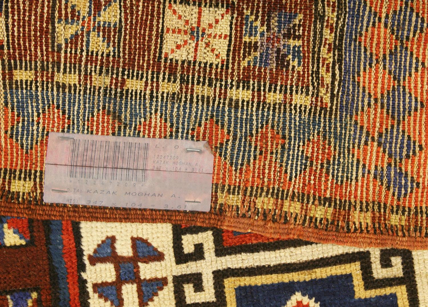19th Century Caucasian Kazak Rust&Beige Wool Antique Fine Moghan Rug, 1880-1900 For Sale