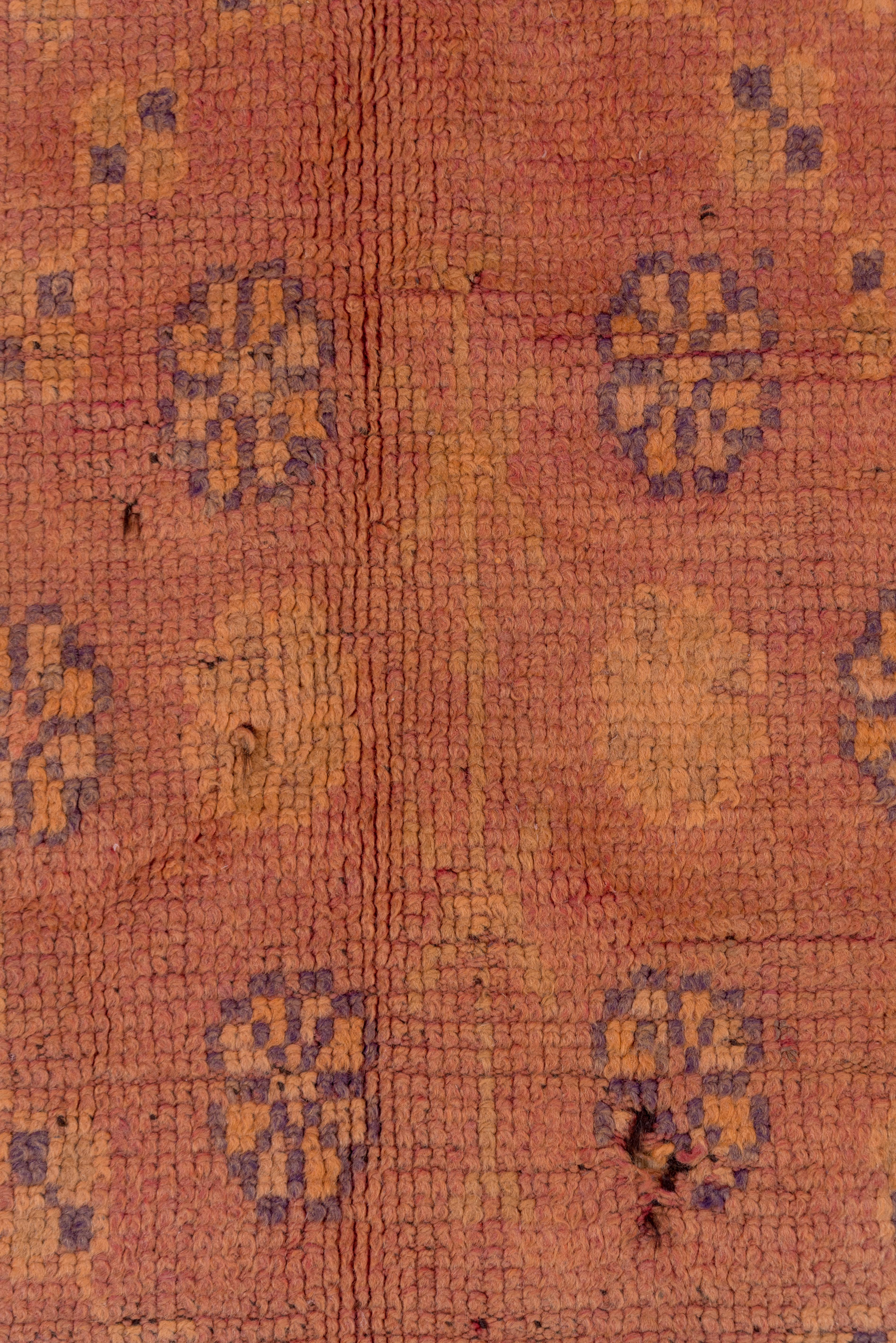 Wool Rusted Dusted Desert Orange Moroccan Village Rug For Sale
