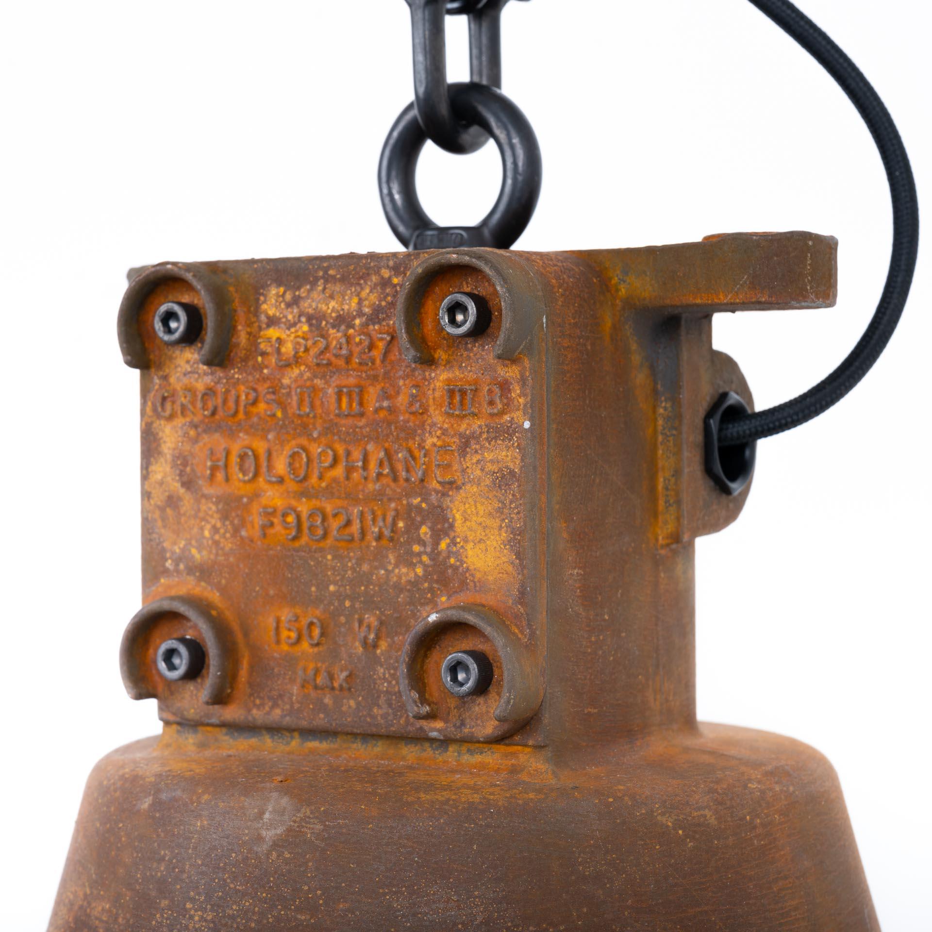 Rusted Explosionproof Industrial Pendant Lights by Holophane For Sale 4