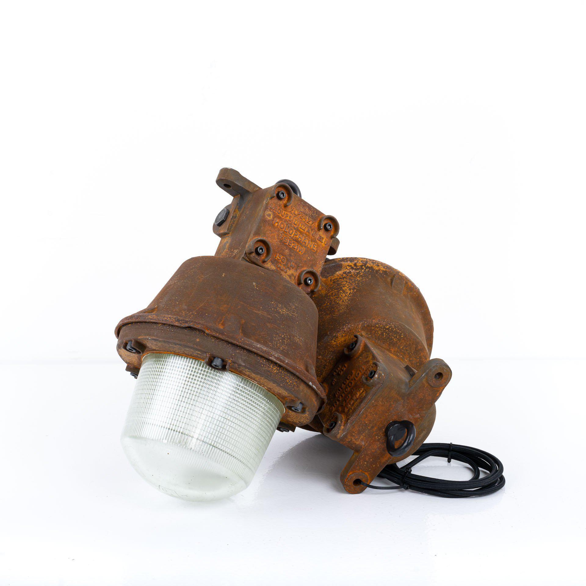 Rusted Explosionproof Industrial Pendant Lights by Holophane For Sale 2