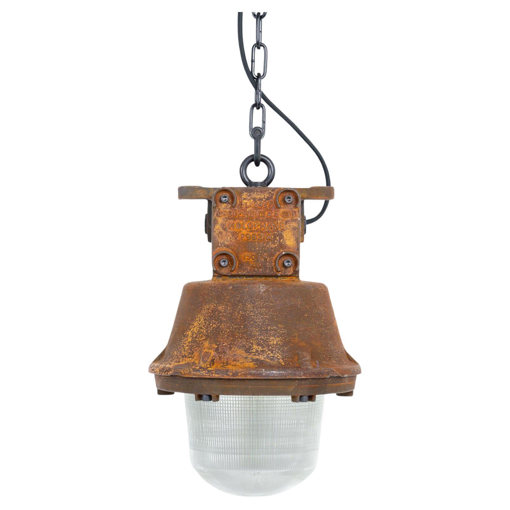 Rusted Explosionproof Industrial Pendant Lights by Holophane For Sale