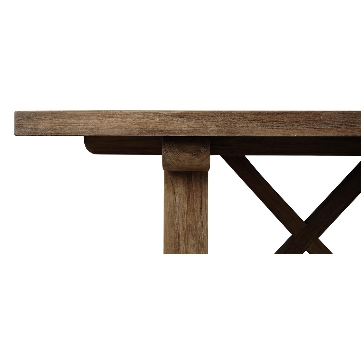 Table de salle à manger rustique en teck récupéré de 108 pouces Neuf - En vente à Westwood, NJ