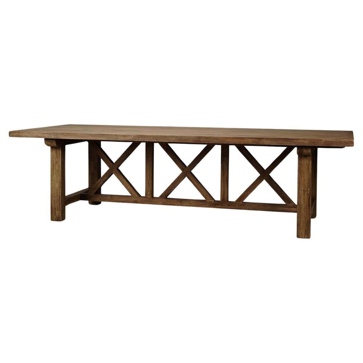Rustic 108-Inch Reclaimed Teak Dining Table For Sale at 1stDibs