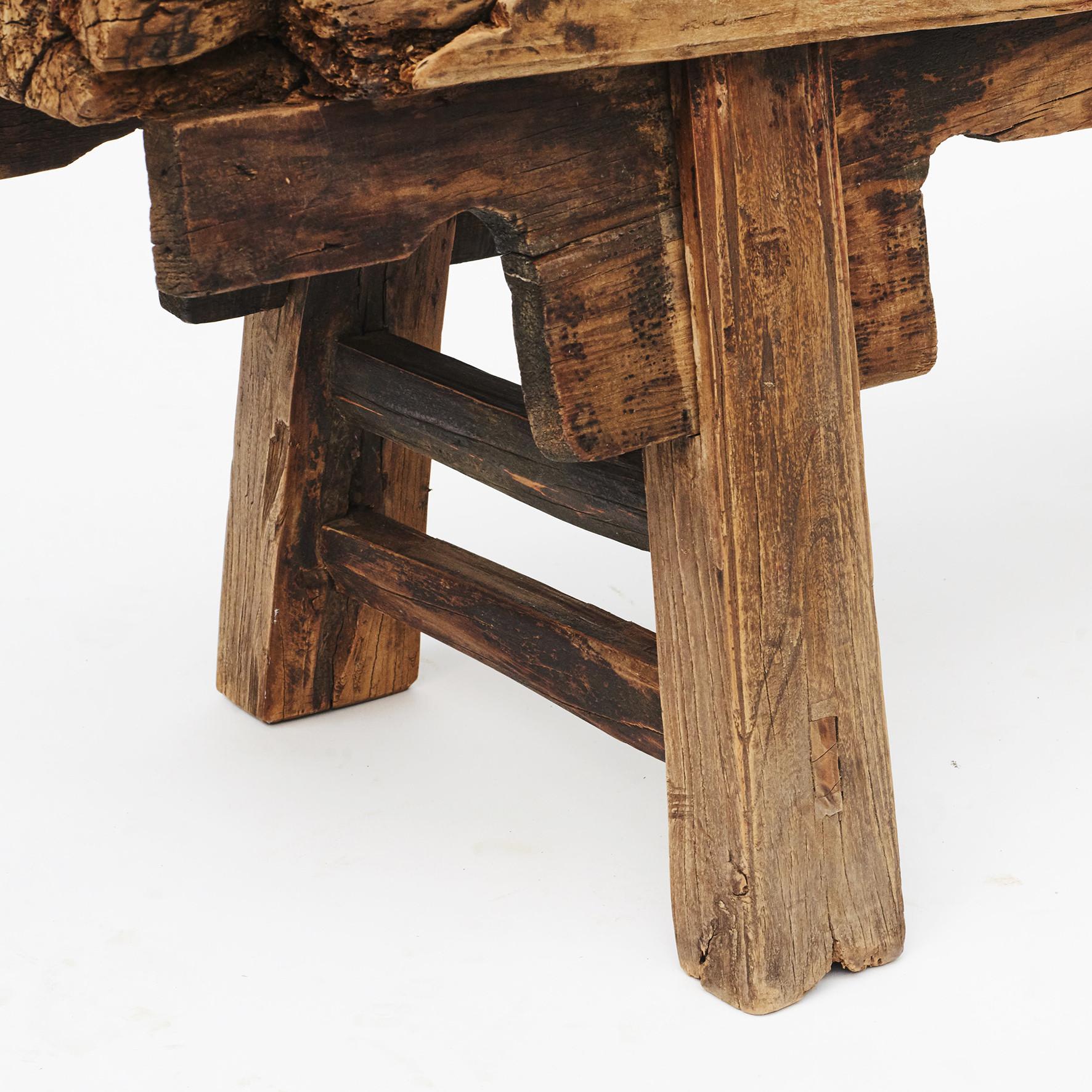 Qing Rustic 17th-18th Century Chinese Pine Bench