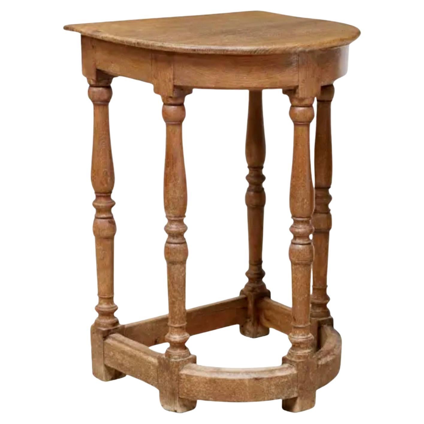 Rustic 18th/19th Century Country Continental Oak Side Table For Sale