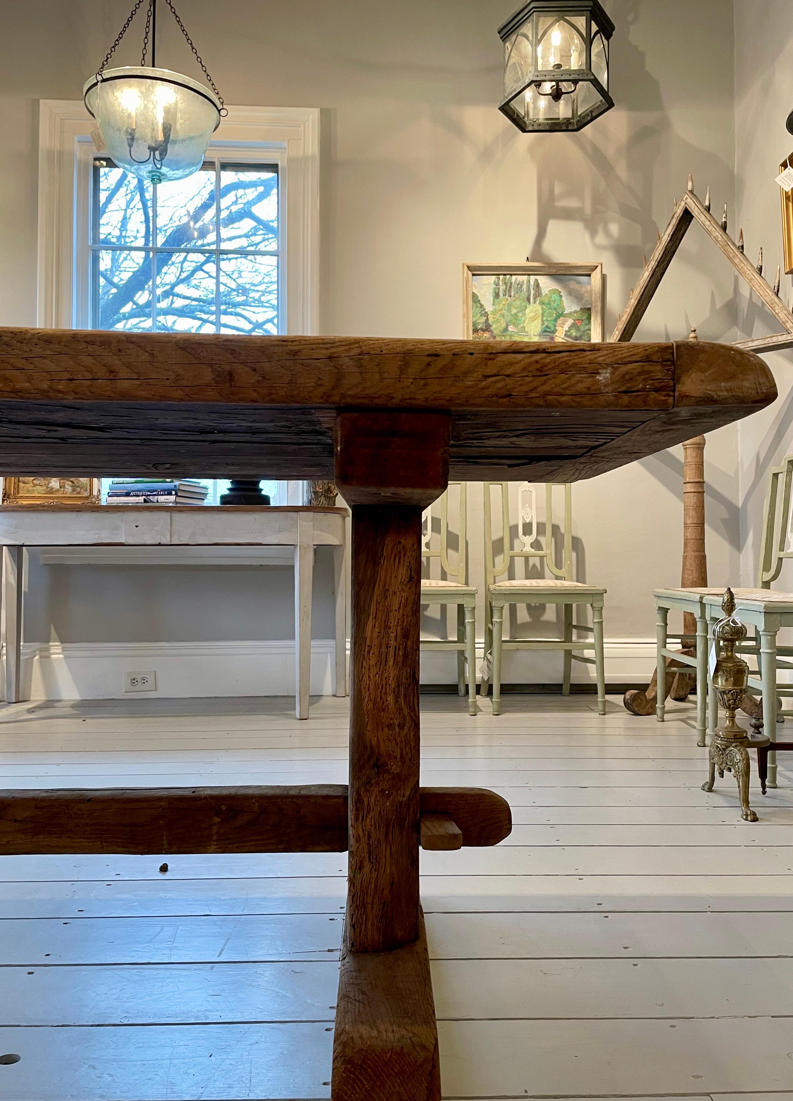 Rustic 18th C French Oak Trestle Table 3