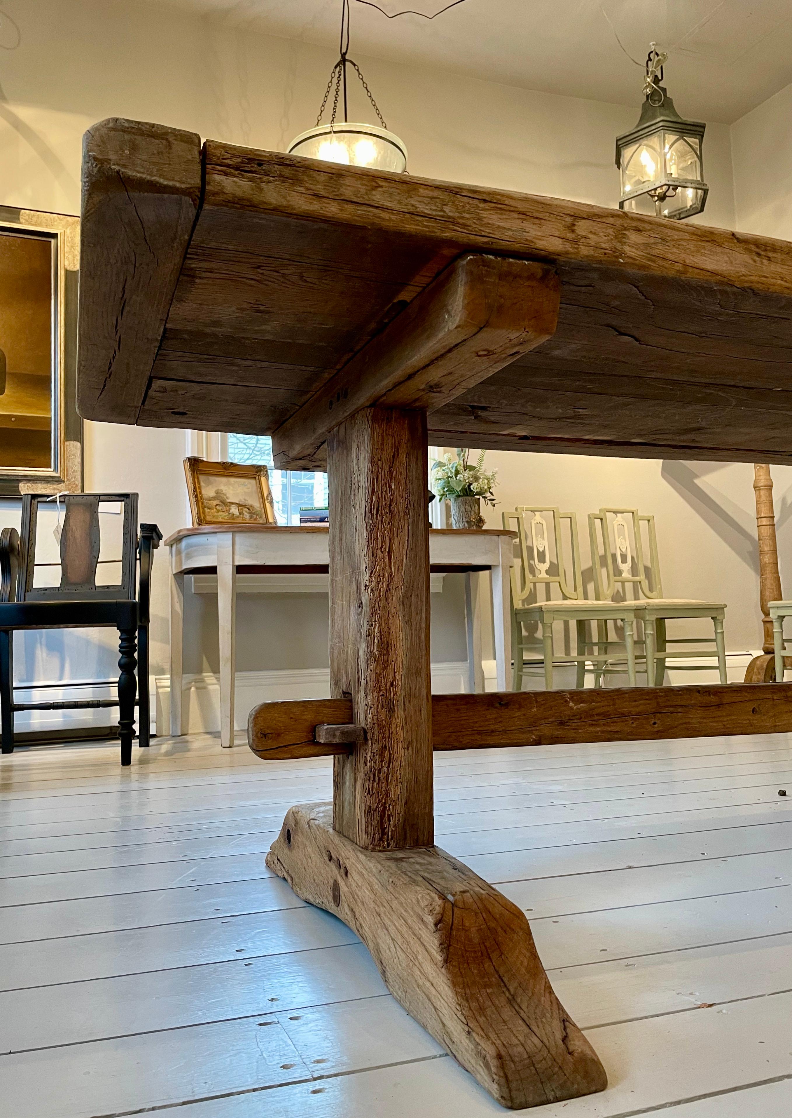 Rustic 18th C French Oak Trestle Table 4