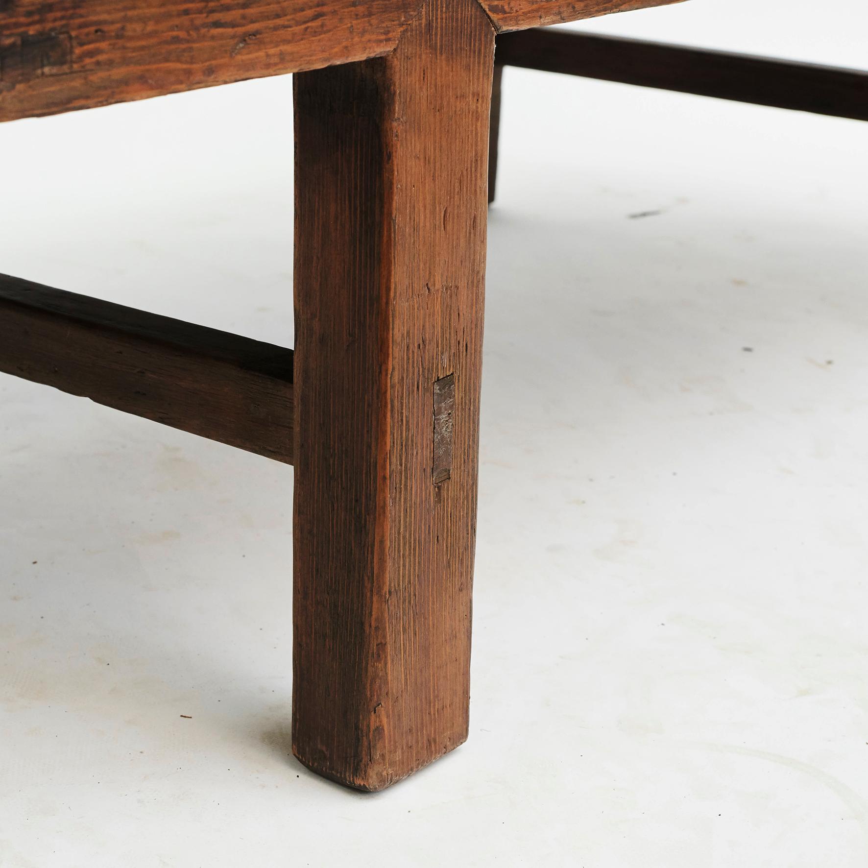 18th Century and Earlier Rustic 18th Century Chinese Wooden Coffee Table with Raised Edge