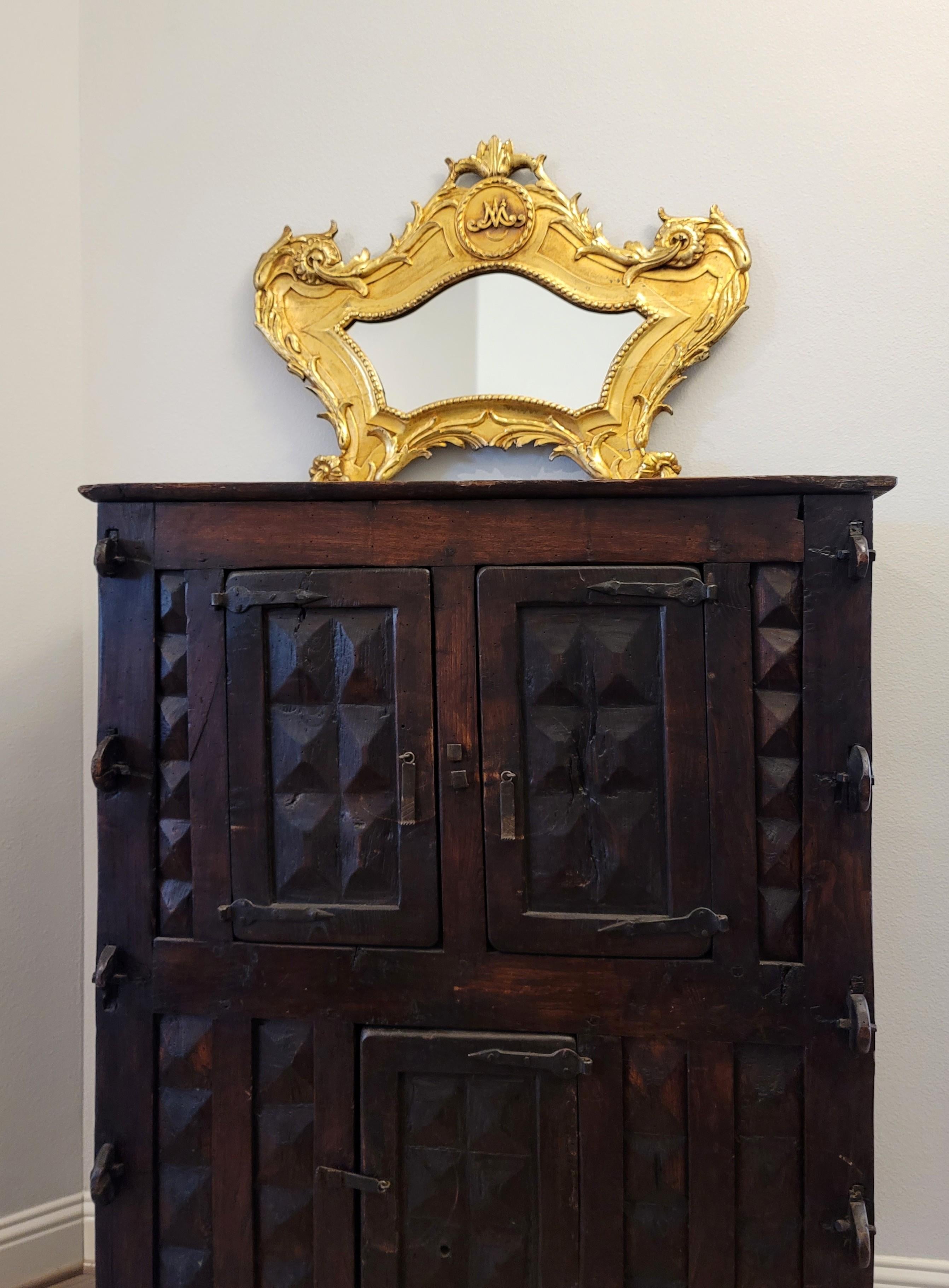 Rustic 18th Century European Baroque Three Door Cabinet 7