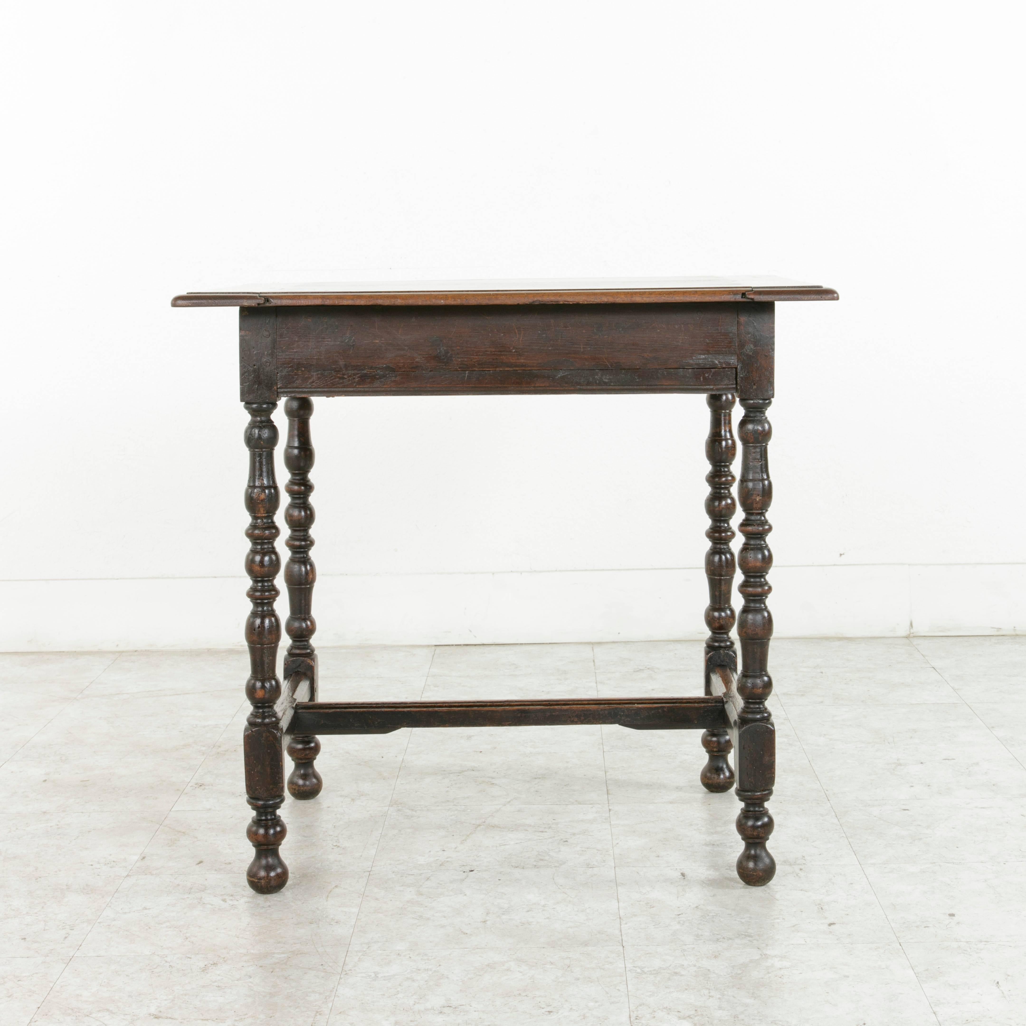 Rustic 18th Century French Oak Louis XIII Style Side Table with 19th Century Top 1