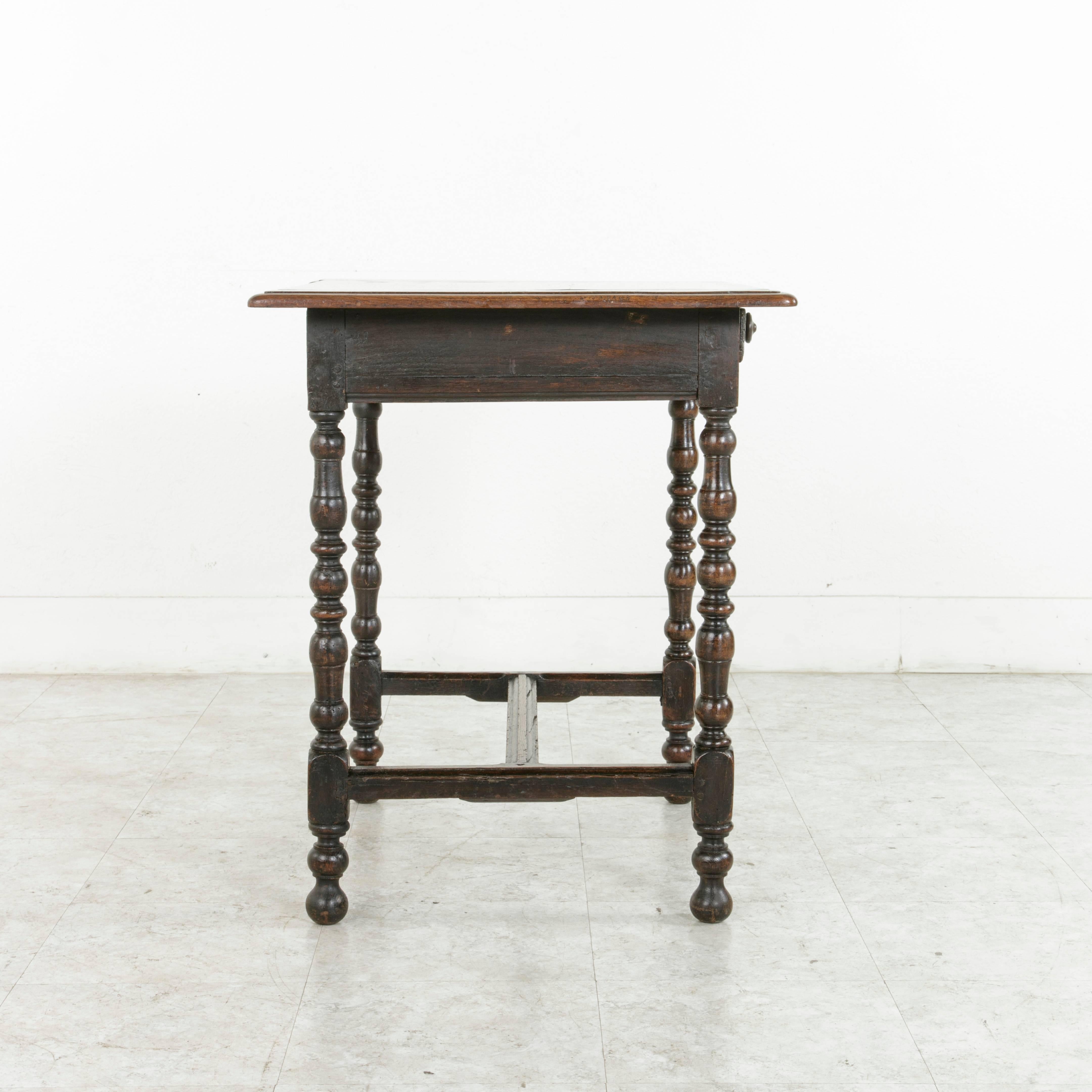 Rustic 18th Century French Oak Louis XIII Style Side Table with 19th Century Top 2