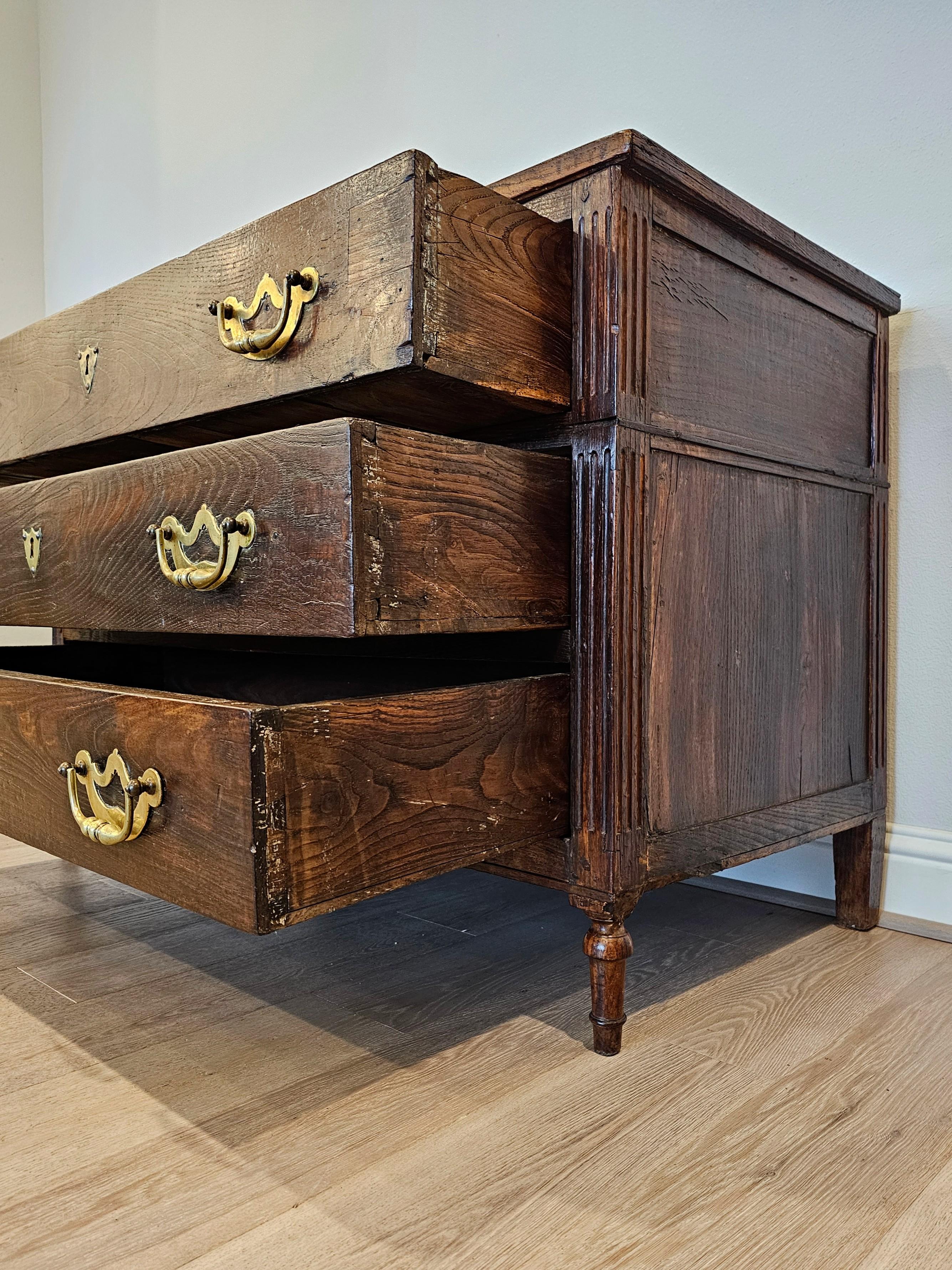 Rustic 18th Century Italian Louis XVI Period Chest Of Drawers Commode For Sale 9