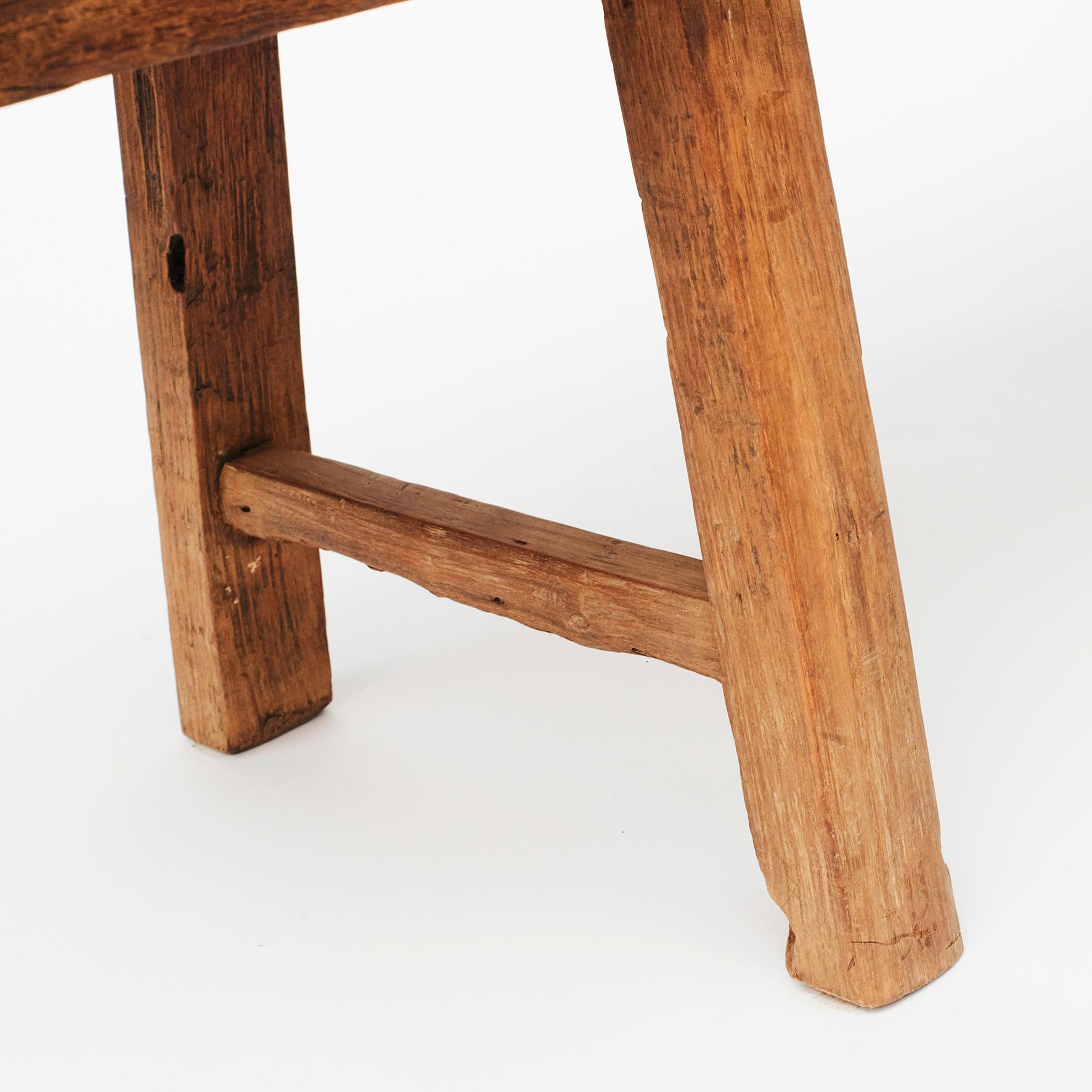 Chinese Rustic 18th Century Qing Dynasty Bench in Elm