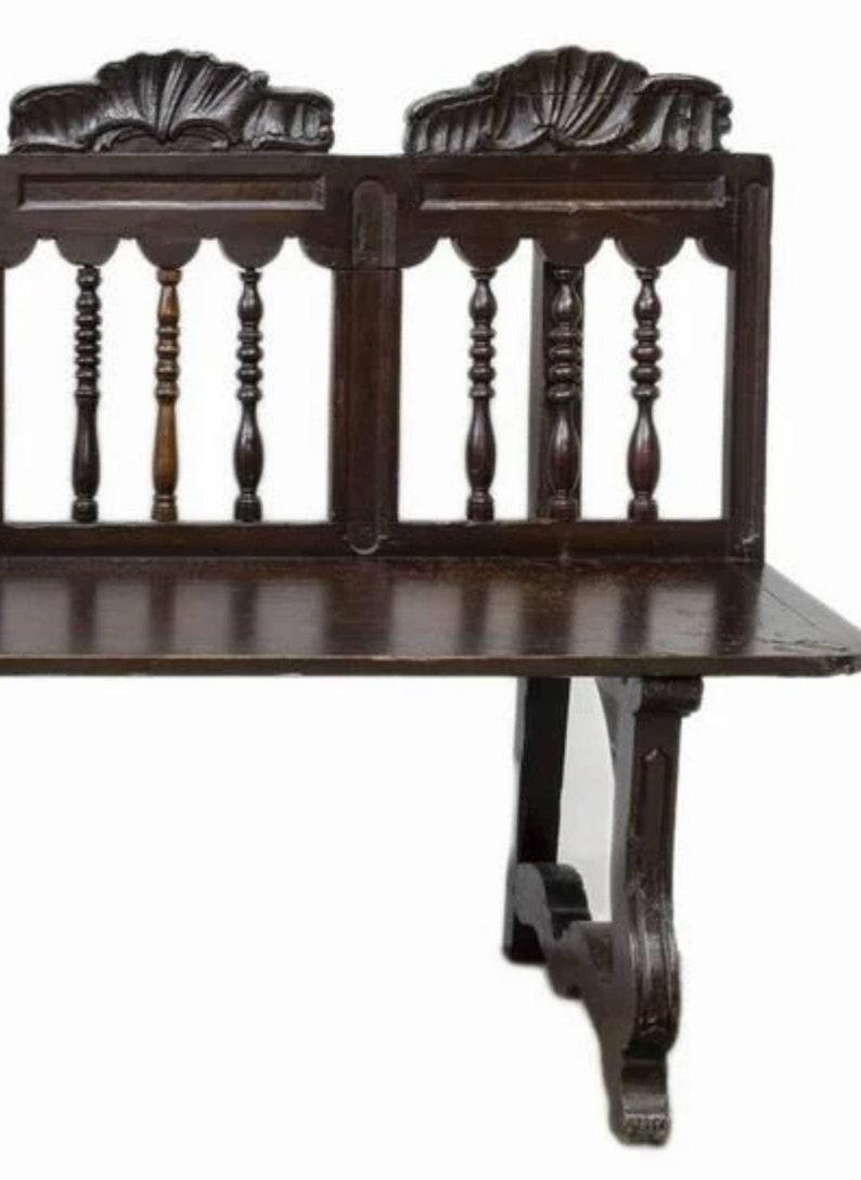 Hand-Carved Rustic 18th Century Spanish Hand Carved Walnut Long Bench For Sale