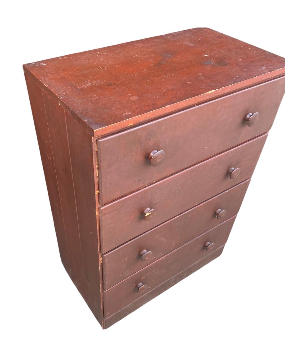 North American Rustic 1900s Dresser with Original Oxblood Paint