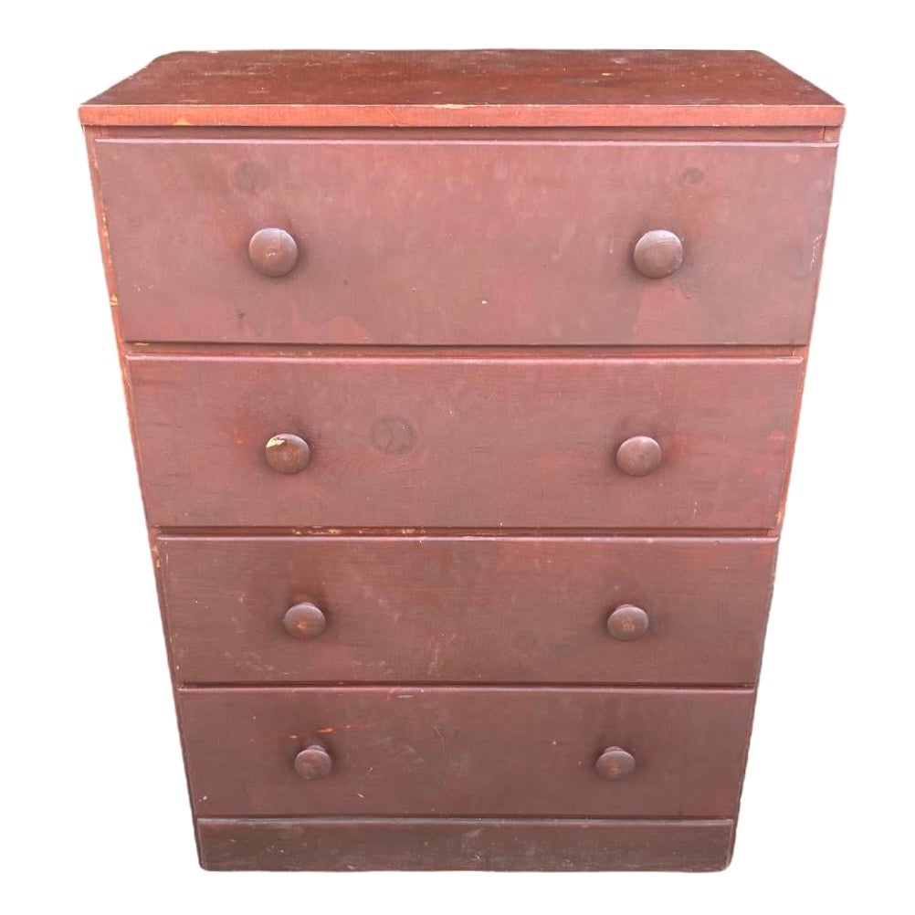 Rustic 1900s Dresser with Original Oxblood Paint