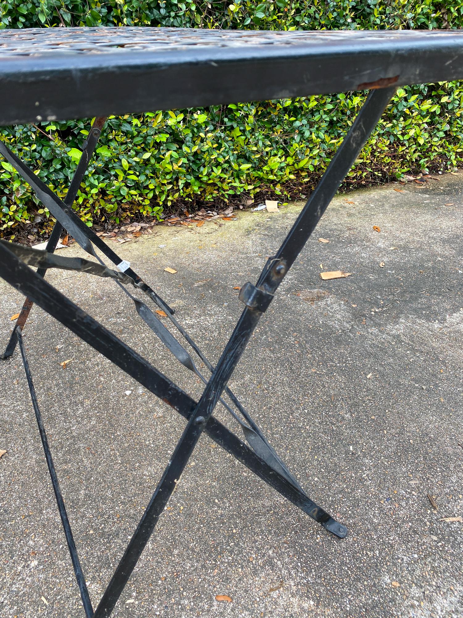 Rustic 1940s French Wrought Iron Folding Garden Table 4