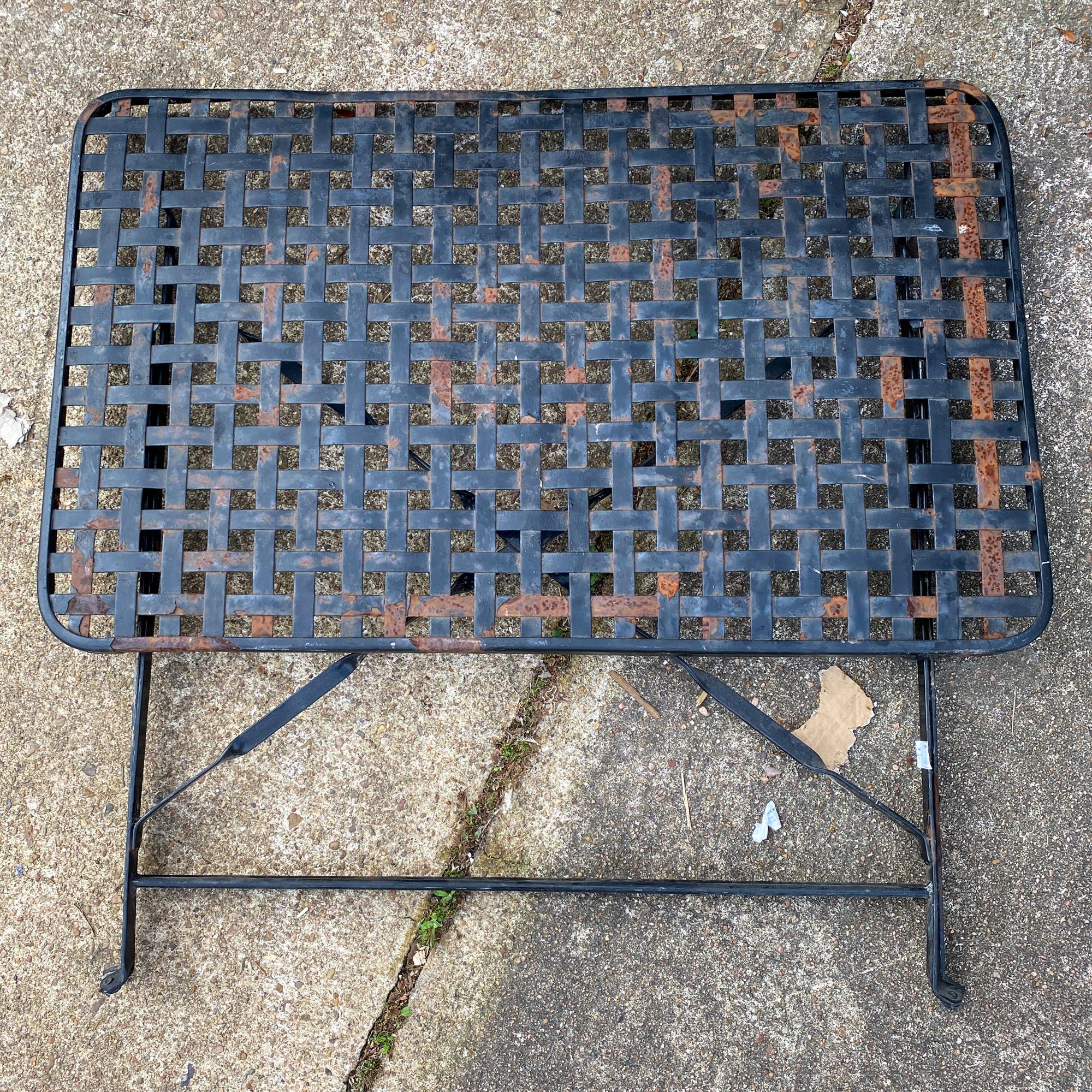 Rustic 1940s French Wrought Iron Folding Garden Table 6
