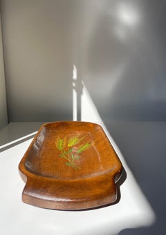 1940s Handmade Swedish Wooden Bowl Tray Plate