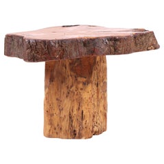 Rustic 1950s Coffee Table in Solid Elm Wood with Organic Design and Natural Edge
